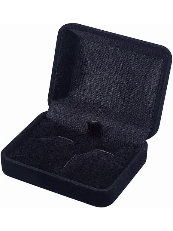 Cufflinks and Tie Clip Storage Box Black Velvet 3 Slot