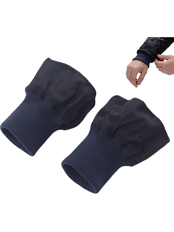 Cuffs for Jacket Sleeves 1 Pair Warm Windproof Ribbing Fabric Sleeve Extenders, Knitted Elastic Cuffs for Down Jackets, Sweaters & Coats, Non-Slip Arm Warmers for Men & Women P