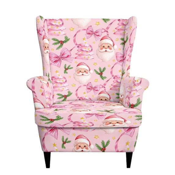 Cugasmaru Blush Pink Wingback Chair Cover 2 Piece Stretch Wing Chair Slipcovers Soft Armchair Cover Furniture Protector Non-Slip Wingback Sofa Covers for Living Room