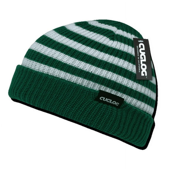 Cuglog Beanies Beany For Men Women Rasta Sailor Striped Knit 3 Tone Skull Caps Hats Ski Warm