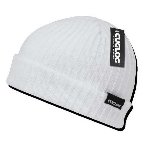 Cuglog Beanies Sailor Cuffed Cable Rib Double Knit Skull Caps Hats Warm Winter