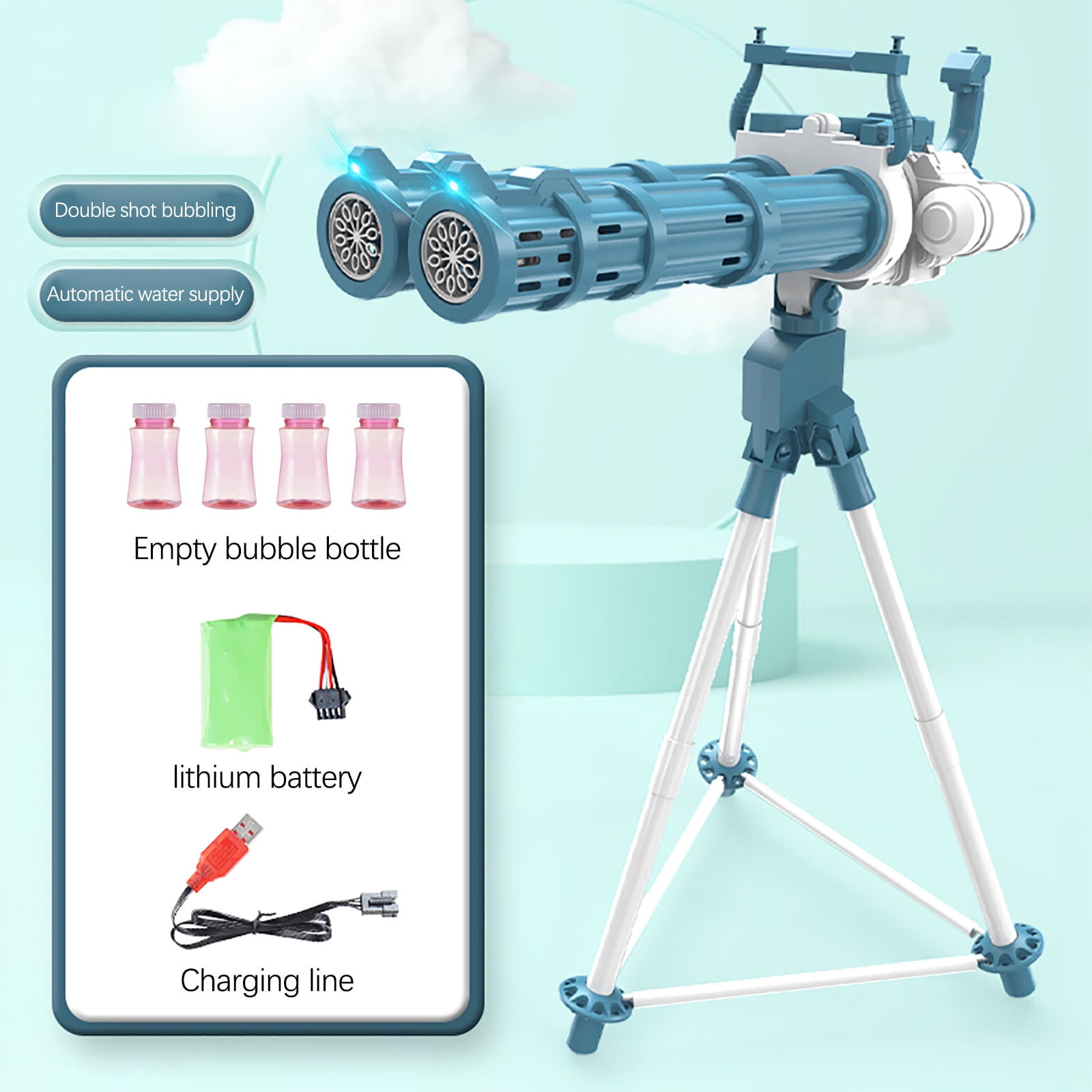 Cuhas 2022 New Double Tube Electric Bubble Machine Soap Bubble Bubble