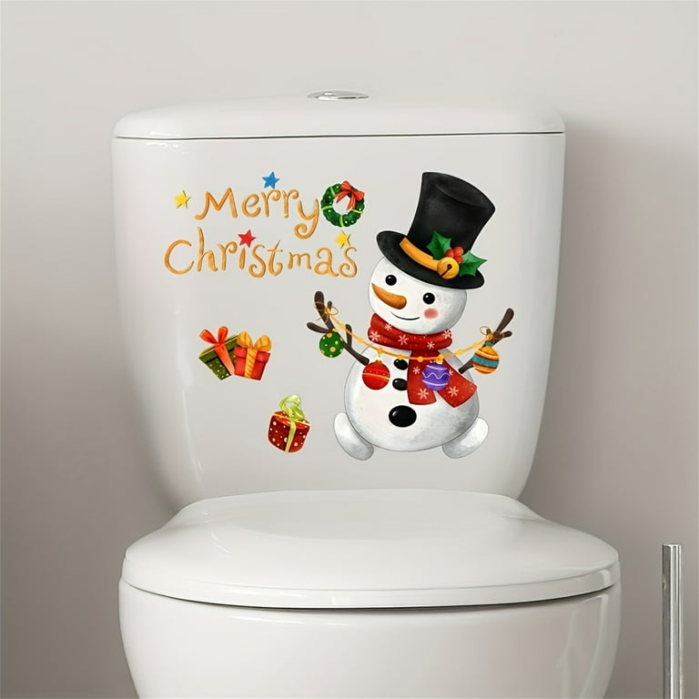 Cuhas Christmas Toilet Seat Sticker Toilet Stickers Waterproof Vinyl Wall Art Sign Decor Removable Decal Paper Decor Sticker For Toilet Restroom