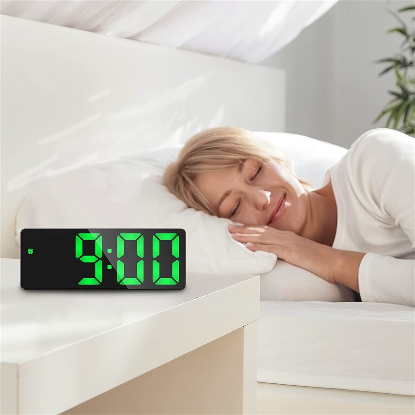 Cuhas Digital Alarm Clock LED Clock With Temperature Display Adjustable