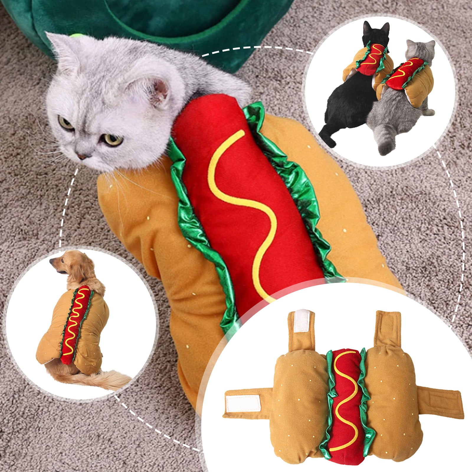 Cuhas Halloween Decorations Halloween Pet Cosplay Dress Up Hot Dog