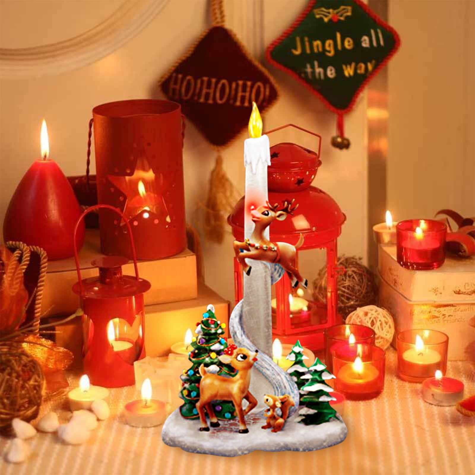 Cuhas Halloween Decorations Santa's Guiding Light Flameless Candle Set