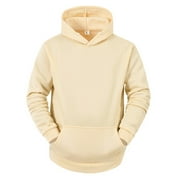 Cuhas Hoodies for Men Sweatshirt Autumn and Winter Hooded Sweater Long Sleeve Sweater Top Beige 2X