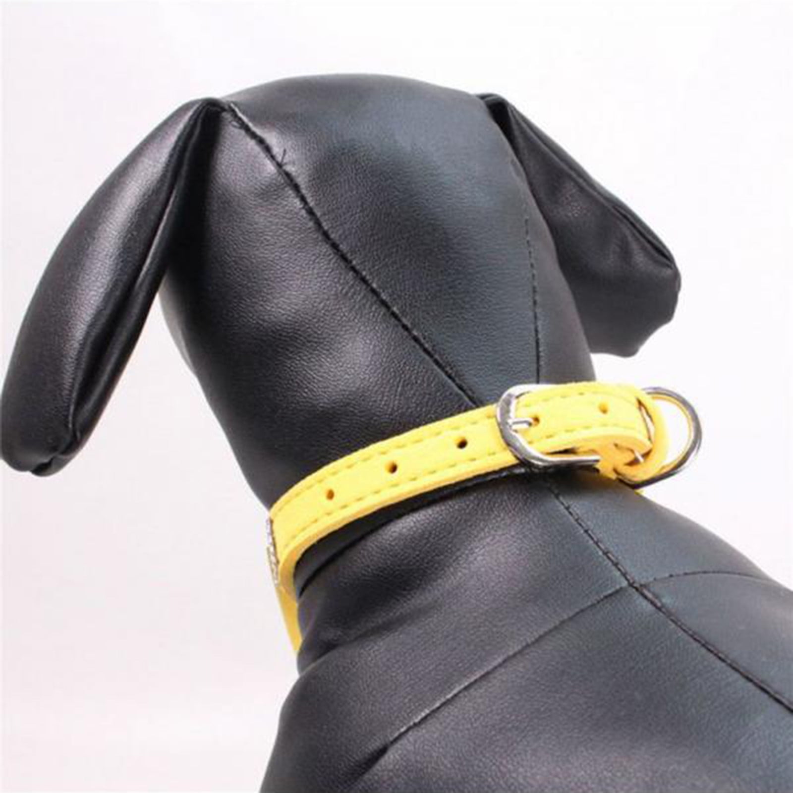 Cuhas Pet Dog Leather Rhinestones Bow Knot Collar Crystals Bling