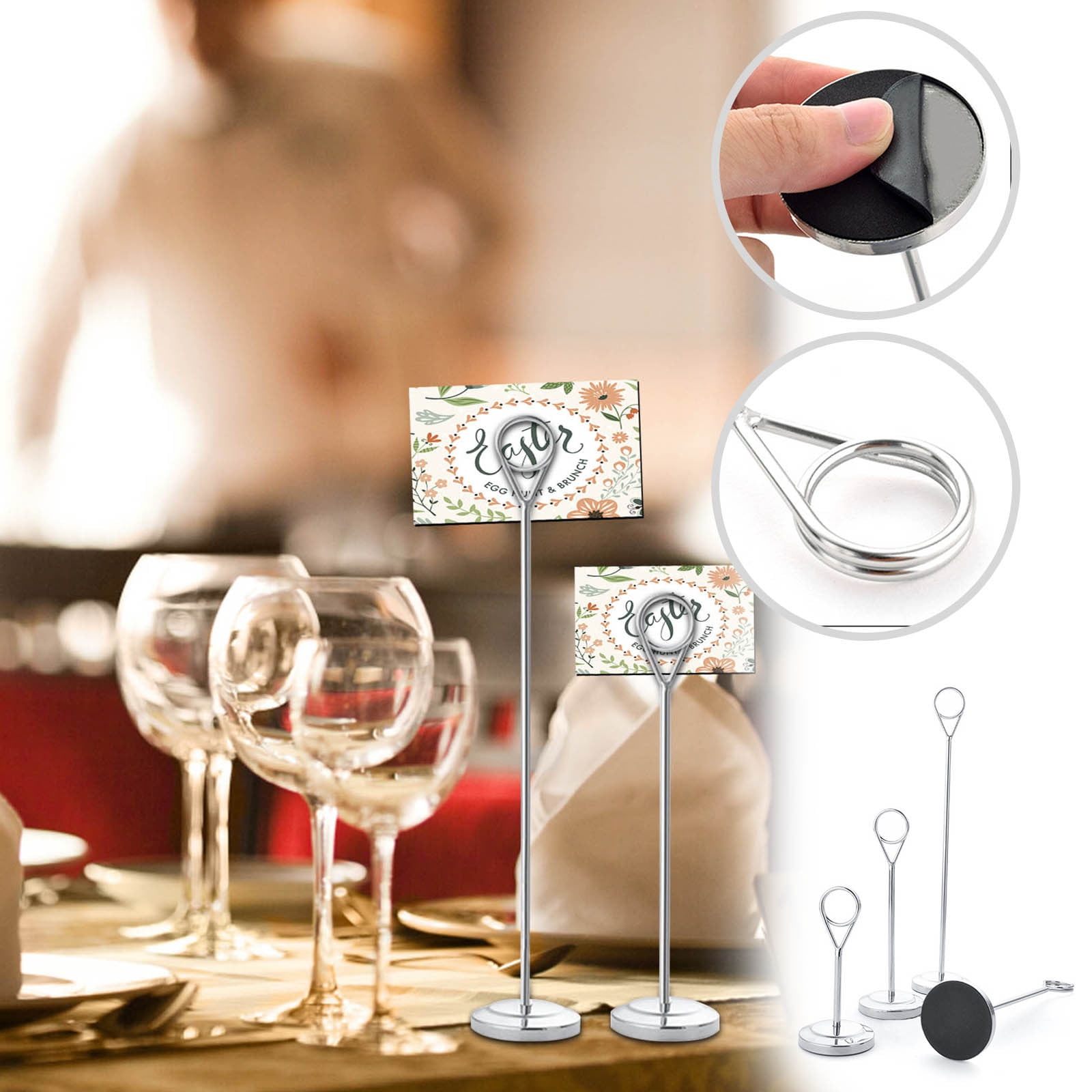 Cuhas Place Card Holders, Table Number Holders, Silvery Picture Holder