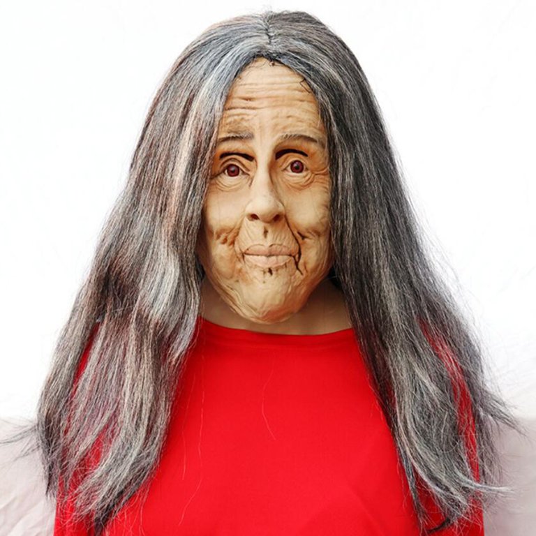 Old Woman Mask Halloween Creepy Wrinkle Face Mask Latex Cosplay