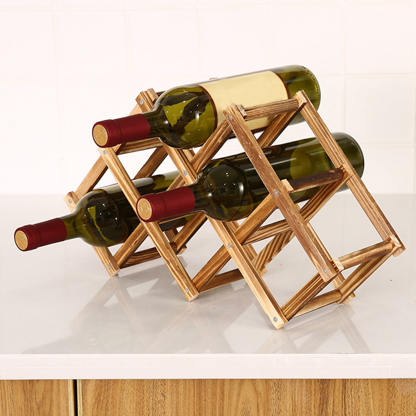 Cuhas Wine Rack, Wood Wine Storage Racks Countertop, Wooden Stackable