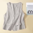 thumbnail image 1 of Cuhas Womens Coats Jackets for Women Vintage Vest Summer Deep V-Neck Solid Casual Sleeveless Tank Cotton Linen Thin Outerwear Vest Womens Tops White 1X, 1 of 6