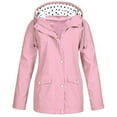 thumbnail image 1 of Cuhas Womens Coats Jackets for Women Rain with Hood Lightweight Outdoor Hooded Waterproof Windbreaker Solid Trench Plus Size Womens Tops Pink 4X, 1 of 5