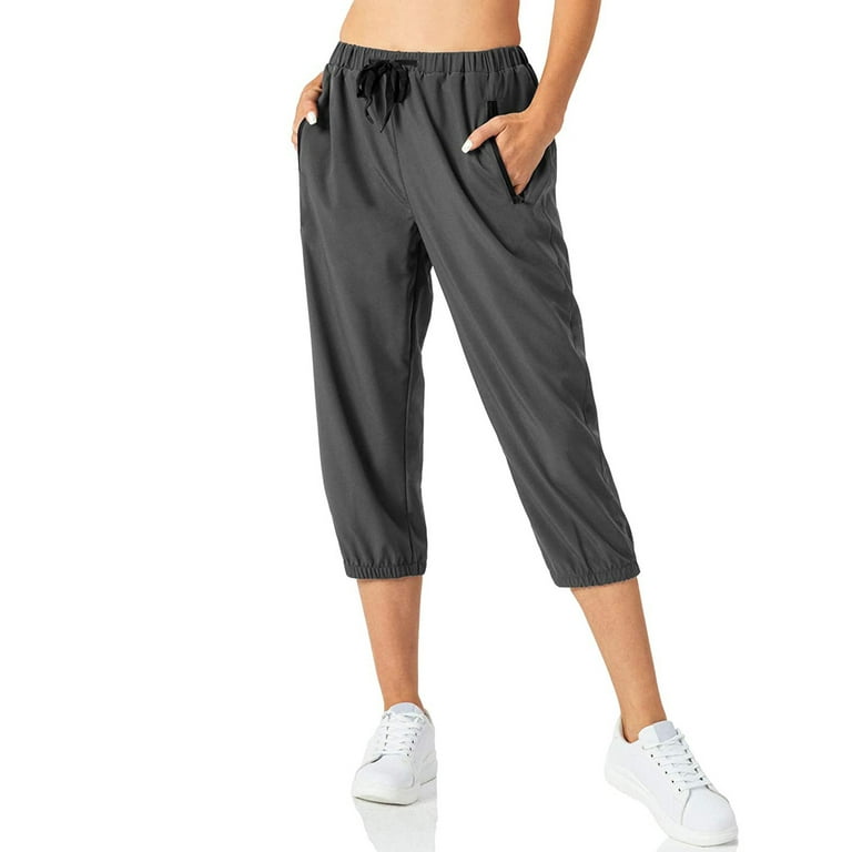 CATALOG CLASSICS Womens Capri Pants with pockets Elastic Waist