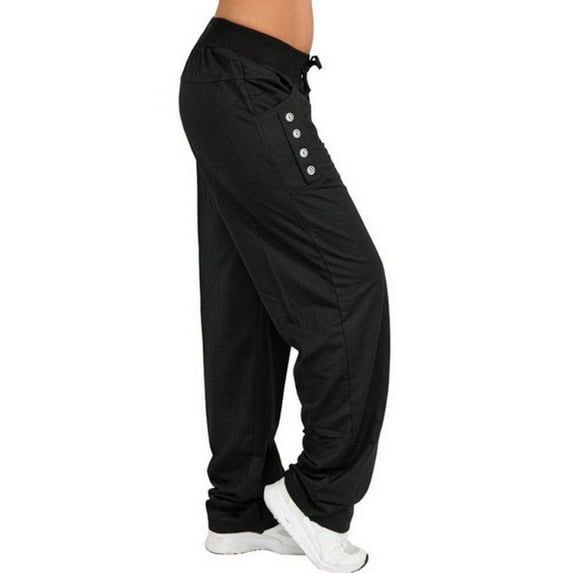 Cuhas Womens Fashion Cargo Pants Women Solid Color Loose Casual Drawstring Sports Running Leisure Time Trousers Plus Size Womens Pants Black 4X