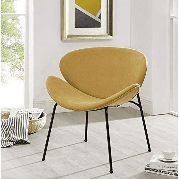 Cui Liu Amura Accent Chair Set of 2 Soft Plush Fabric Retro Designer Chairs with Matte Black Legs Mid Century Living Room Chairs