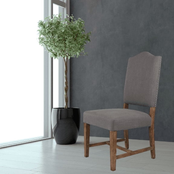 Cui Liu Grayson Upholstered Dining Kitchen Chair in Dark Grey Linen Fabric (Set of 2)