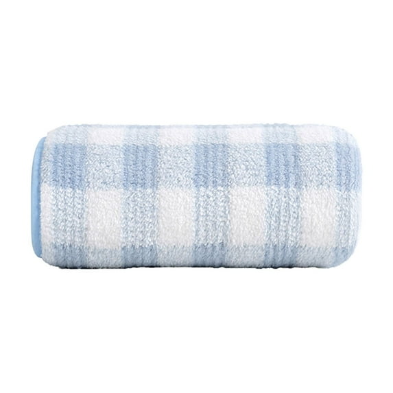 CuiLiyq 1 Pcs Checkered Coral Velvet Hand Towels, 29.5" x 13.8" Soft Absorbent Bath Towel Decorative Checkered Design Towel for Bathroom Kitchen Beach Spa Gym, Blue