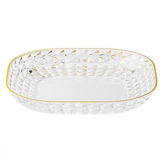 CuiLiyq 1 Pcs Dessert Plates 6 Inch, Pinch Bowls for Cooking Prep, Reusable Plastic Plates with Gold Trim and Raised Edge, Small Plates for Appetizers Salad Snack, Cocktail Sandwich Plates, Clear