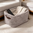 thumbnail image 1 of CuiLiyq 1 Pcs Foldable Storage Basket, Plush Faux Fur Jacquard Design Laundry Basket with Handles, Storage Bins Fabric Shelf Baskets for Organizing Closet Clothes, Gray, 1 of 6