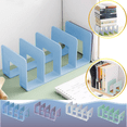 thumbnail image 1 of CuiLiyq 1 Pcs Plastic Desk File Sorter, Desktop File Organizer, 4 Sections Clutch Divider File Folder Rack, Purse Handbag Organizer Letter Notebook Folder, Office Supplies Stand (Blue), 1 of 6