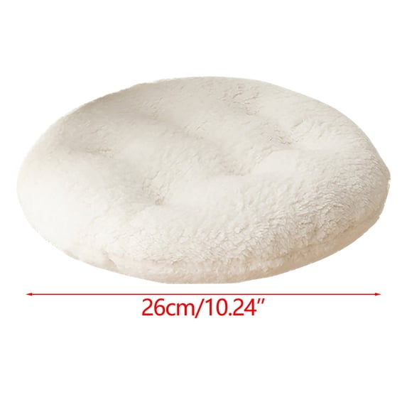 CuiLiyq 1 Pcs Round Chair Cushions, 10 Inch Seat Cushion Pads, Soft Furry Pads for Winter Dining Room, Plush Padding Round Pad Sofa Floor Pillow Cushions (White)