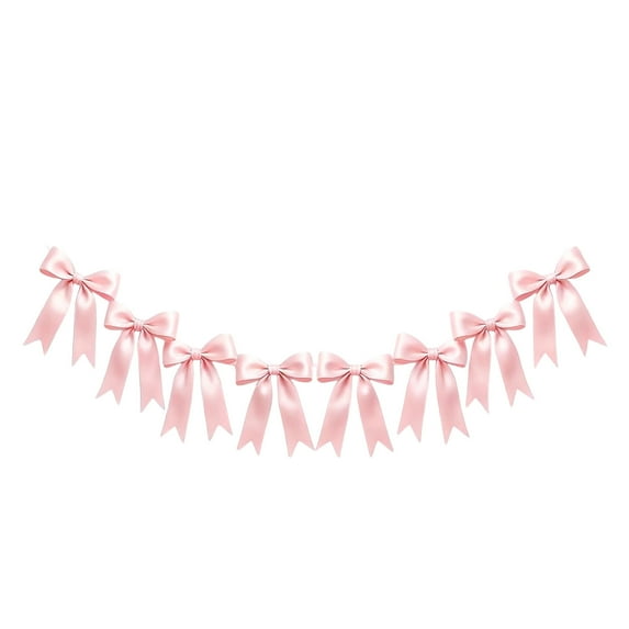 CuiLiyq 1 String Pink Bowknot Garland Banner Decorations, 6.56 Ft Satin Ribbon Banner for Birthday, Bachelorette Party, Bridal Shower, Wedding, Engagement, Graduation Anniversary Decor (Pink)