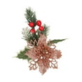 thumbnail image 1 of CuiLiyq 10 PCS Poinsettia Flowers, Christmas Artificial Glitter Flower with Pine Neddles Berry Decorations, for Garland Wreath Tree Home Holiday Wedding Party Decor (Rose Gold), 1 of 6