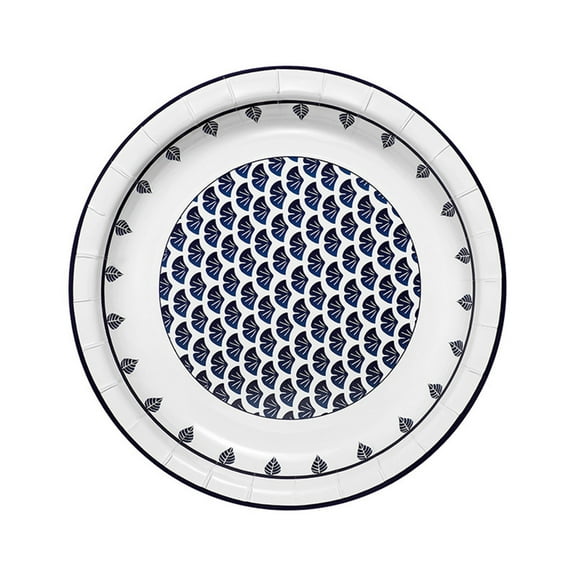 CuiLiyq 10 Pcs Disposable Paper Tray, 7 Inch Oil Resistant Waterproof Circular Paper Tray For Storing Vegetables and Fruits, Patterned Paper Tray Suitable For Home Dining and Outdoor Camping (Blue)