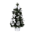 thumbnail image 1 of CuiLiyq 11.8" Mini Tabletop Christmas Tree with Ornaments, Artificial Christmas Tree for Home Office Holiday Decorations, Decorated with Balls and Pine Cones (Silver), 1 of 8