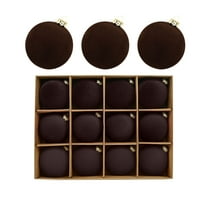 CuiLiyq 12 PCS Christmas Tree Decoration Ball Set, 2.36 Inch Velvet Christmas Ball, Plastic Xmas Decorative Hanging Ornaments for Indoor Outdoor Home Holiday Wedding Party Decoration (Coffee)