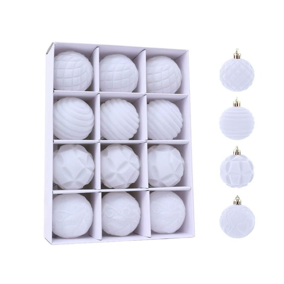 CuiLiyq 12 PCS Christmas Tree Decoration Ball Set, 2.36" Velvet Shatterproof Christmas Balls, for Home Indoor Outdoor Holiday Weddings Parties Hanging Decoration (White)