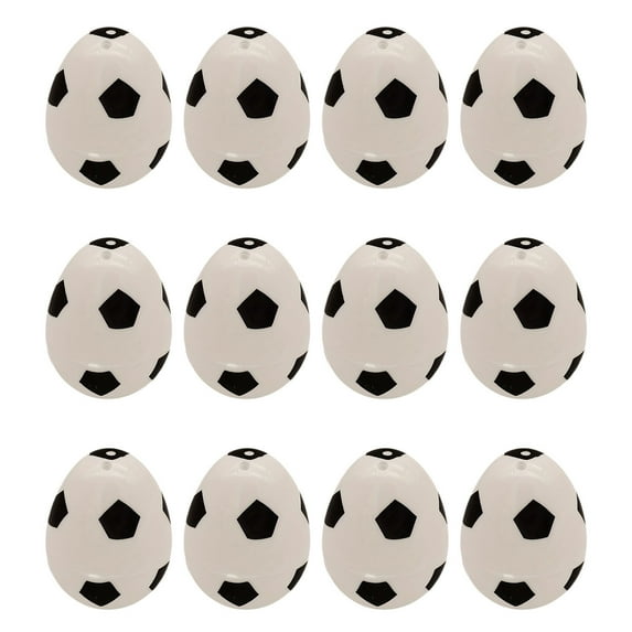 CuiLiyq 12 PCS Unfilled Soccer Easter Eggs Sports Balls Decorations, 2.4" Plastic Holiday Basket Stuffers Empty Fillable Eggs Bulk Soccer for Easter Hunt Party Supplies