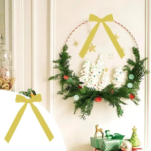 CuiLiyq 12 PCS Velvet Bowknot for Christmas Tree Decoration, 7" x 5" Christmas Bowknot for Candy Gift Packaging Decoration, for Home Holiday Wedding Party Fireplace Wreath Decoration (Yellow)