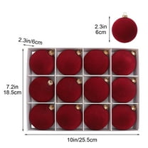 CuiLiyq 12 PCS Velvet Christmas Ornaments Set, 2.3" Shatterproof Hanging Balls for Christmas Tree, for Family Holiday Wedding Party Hanging Decoration (Wine)