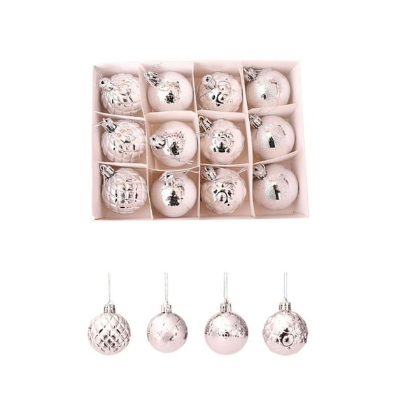 CuiLiyq 12 Pcs Christmas Ball Ornaments, 2" Christmas Tree Decoration Ornaments, Glitter Plastic Hanging Ball Decorations, for Home and Holiday Party Accessories (Silver)