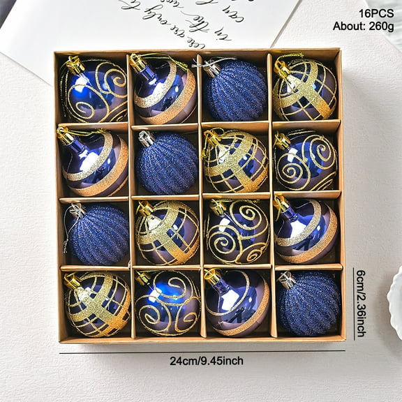 CuiLiyq 16 PCS Christmas Ball Ornaments, 2.4" Shatterproof Plastic Large Christmas Tree Decoration, for Xmas Party Wedding Holiday and Home Decor (Blue)