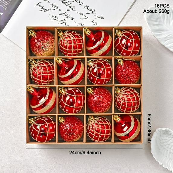 CuiLiyq 16 PCS Christmas Ball Ornaments, 2.4" Shatterproof Plastic Large Christmas Tree Decoration, for Xmas Party Wedding Holiday and Home Decor (Red)