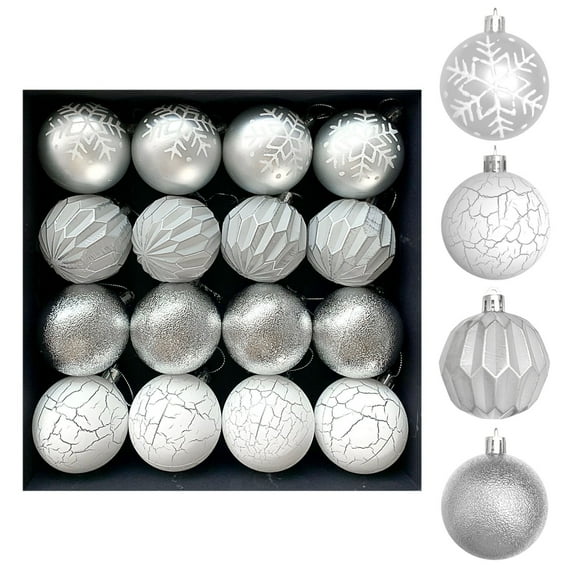 CuiLiyq 16 PCS Christmas Ornaments, Textured Christmas Tree Decor, Shatterproof Glossy Hanging Ornaments Ball, Vintage Holiday Decorations
