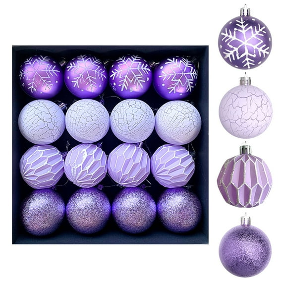 CuiLiyq 16 PCS Christmas Ornaments, Textured Christmas Tree Decor, Shatterproof Glossy Hanging Ornaments Ball, Vintage Holiday Decorations