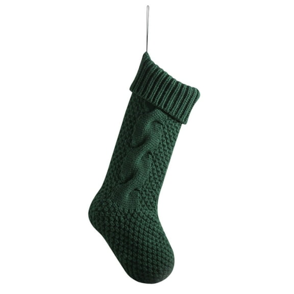 CuiLiyq 18" Knit Christmas Stockings, Personalized Cable Knitted Christmas Stocking, Christmas Tree Decorations Hanging Xmas Socks Ornaments, for Fireplace Family Holiday Party Supplies (Green)