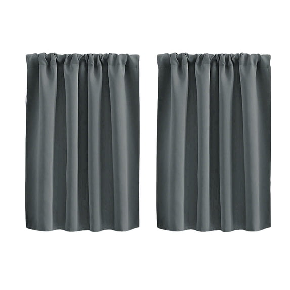 CuiLiyq 2 Panels Rod Pocket Tier Curtain, Solid Color Kitchen Curtains, Short Blackout Drapes, Small Window Draperies for Dining Room and Cupboard (29.92" x 36.22", Gray)