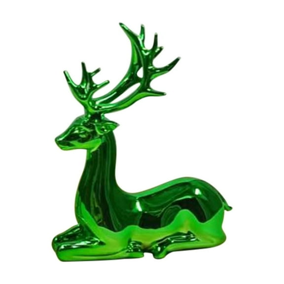CuiLiyq 2 Pcs Christmas Decoration Set, Plastic Reindeer Ornaments Couple Deer Sculpture for Living Room Bookshelf Bedroom Wine Cabinet Decoration to Enhance Atmosphere (Green)
