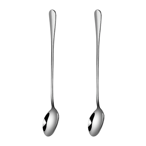 CuiLiyq 2 Pcs Long Handled Ice Tea Spoons, Cocktail Stir Spoons, Stainless Steel Coffee Spoons, Ice Cream Scoop (7.7 Inch)