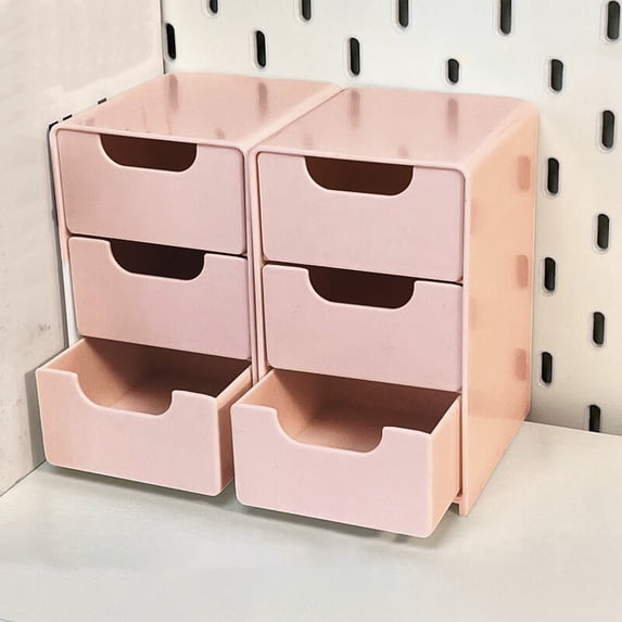 CuiLiyq 2 Pcs Mini Desktop Storage Organizers, Stackable Unit with Sliding Drawer for Desk Bedroom Kitchen Pantry, Small Plastic Storage Bin