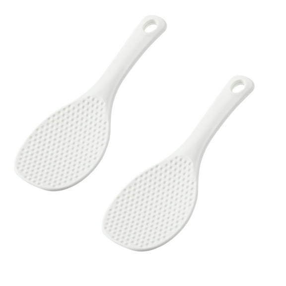 CuiLiyq 2 Pcs Nonstick Plastic Rice Paddle With Textured Comfortable Handle, Easy To Clean Serving Spoon For Rice Cooker Kitchen Cooking Utensils (White, 7.5 Inch)