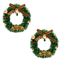CuiLiyq 2 Pieces Mini Artificial Christmas Wreaths Ornaments, Dollhouse Miniature Christmas Wreath Doll House Mini Xmas Wreath, for Door Window Christmas Tree Decoration