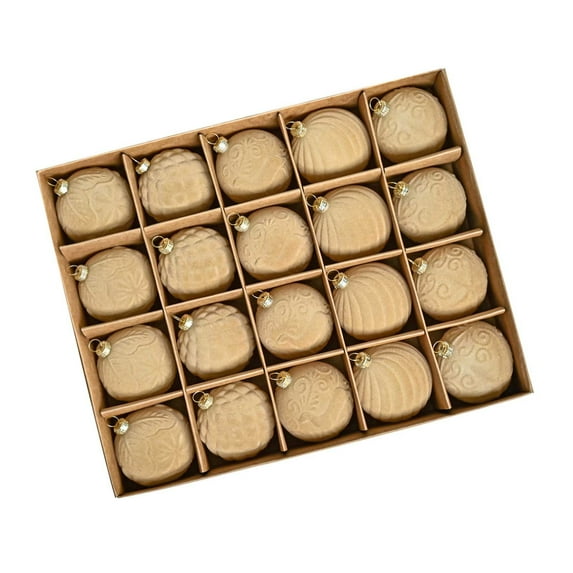 CuiLiyq 20 PCS Christmas Tree Decoration Ball Set, 2.36 Inch Velvet Christmas Ball, Plastic Xmas Decorative Hanging Ornaments for Indoor Outdoor Home Holiday Wedding Party Decoration (Khaki)