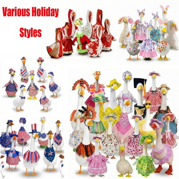 CuiLiyq 23" Spring Valentines Porch Goose Outfit, Colorful Skirt Costume for Cement Goose Statue, Festive Outdoor Decor for Yard, Lawn, Patio and Porch Display (E)