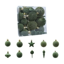 CuiLiyq 24 PCS Velvet Christmas Balls, Shatterproof Xmas Bulbs Decorations Set, for Xmas Decorative Hanging Ornaments Christmas Tree Decoration (Green)